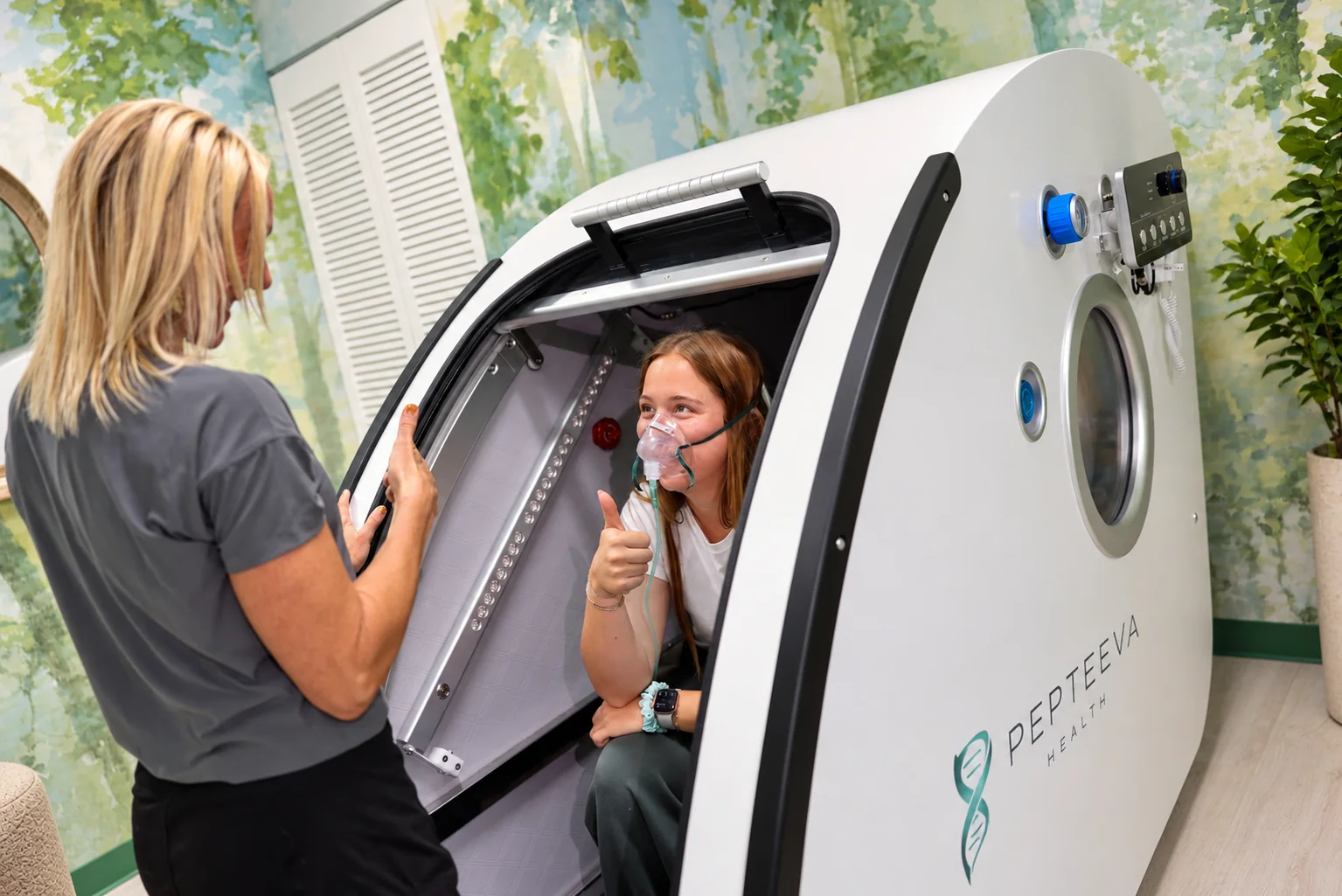A Pepteeva provider assisting a client during a wellness session