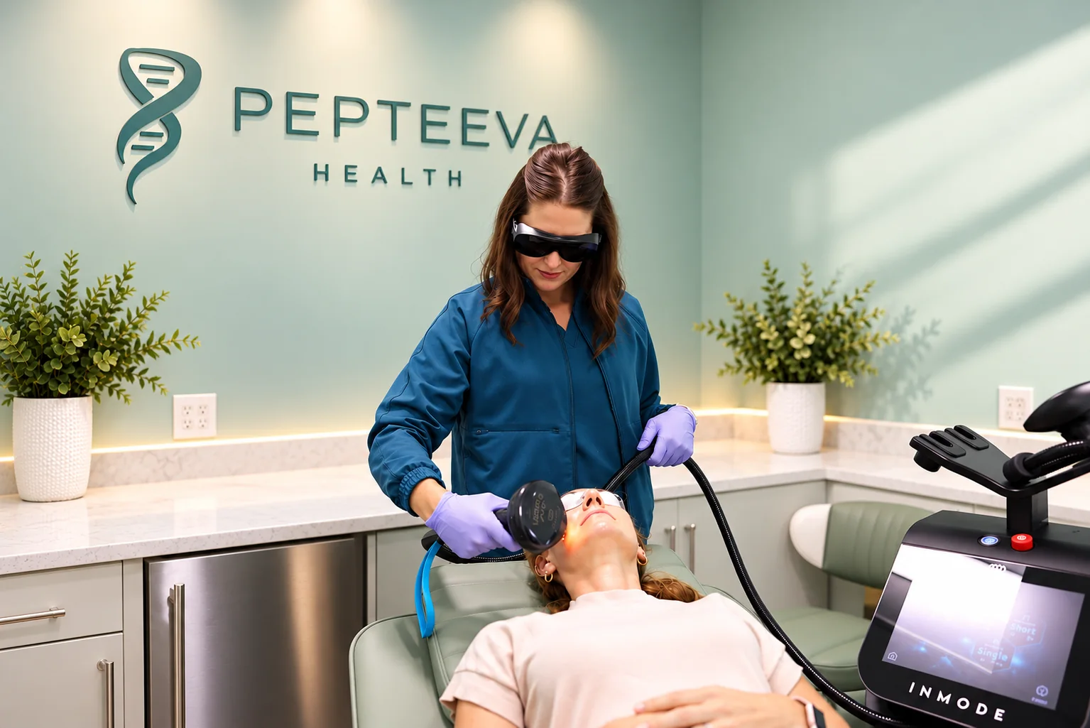 A Pepteeva provider performing a facial treatment